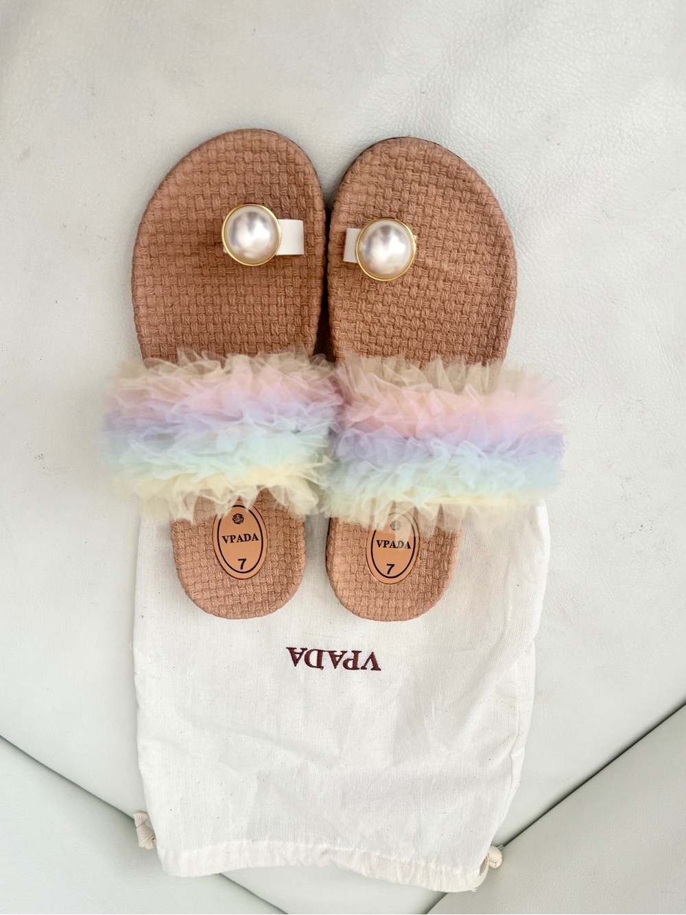 Vpada Rainbow Pastel Tulle Slide Sandals - new with dust bag